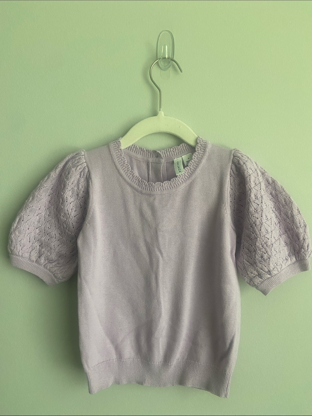 Janie and Jack Lavender Puff Sleeve Knit Top little girl Sz 3 preppy sweater top